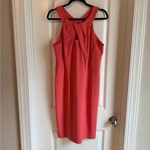 Sharagano Coral Sleeveless Halter Mini Dress